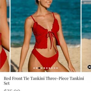 RIHOAS Red Three-Piece Tankini Set